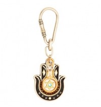 Black & Gold Hamsa Hand Key Chain